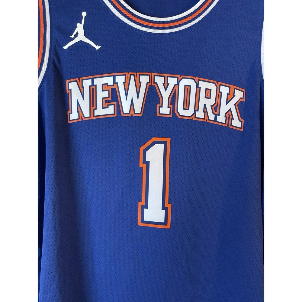 Men's 56 NWOT New York Knicks Obi Toppin #1 Jordan Brand Swingman Jersey Blue